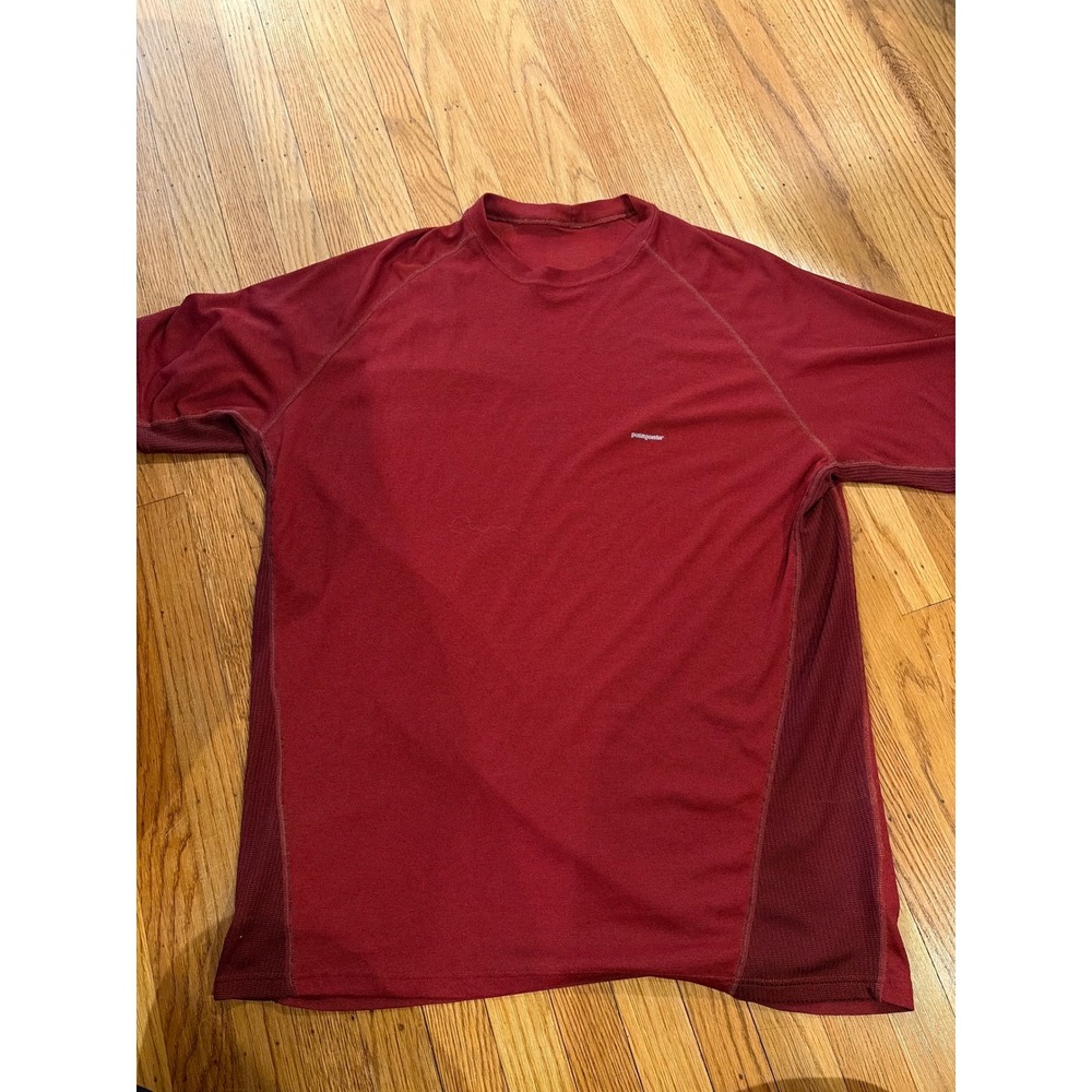 Patagonia Capilene Mens Short Sleeve Performance Shirt Red XL Hiking Trail Run